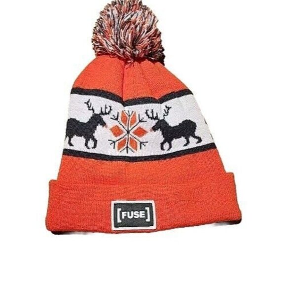 Fuse Stocking Cap Beanie Dear Pom Pom Orange - Picture 1 of 10